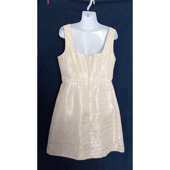 Ivy + Blu Cocktail Dress  Modcloth Ivory Silver Brocade Size 10 - Picture 4 of 5